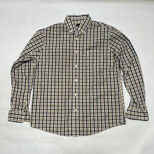 Dockers Long Sleeve Button Shirt Tan/Navy/White Plaid Medium